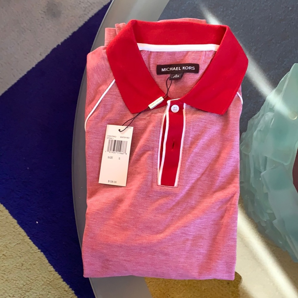 men's red michael kors shirt small NWT